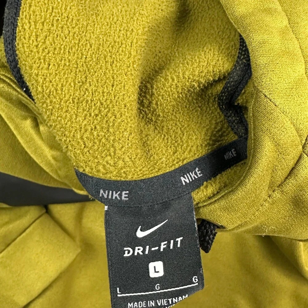 Nike Hoodie Men Large Green Solid Block Logo Standard Sweatshirt Swoosh Dri Fit